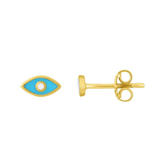 14K Gold Evil Eye Blue Enamel Stud Earring | Luby Gold Collection | Luby 