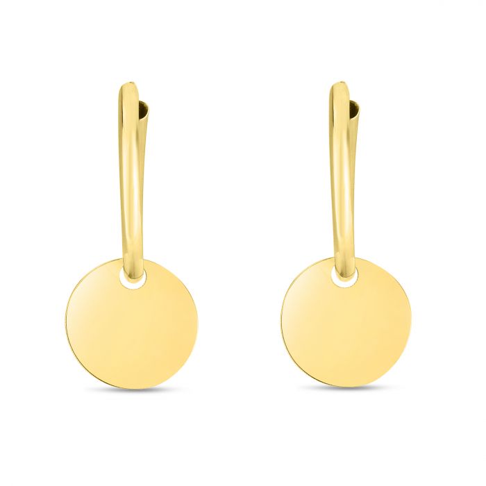 14K Dangle Circle Huggie Earring | Luby Gold Collection | Luby 