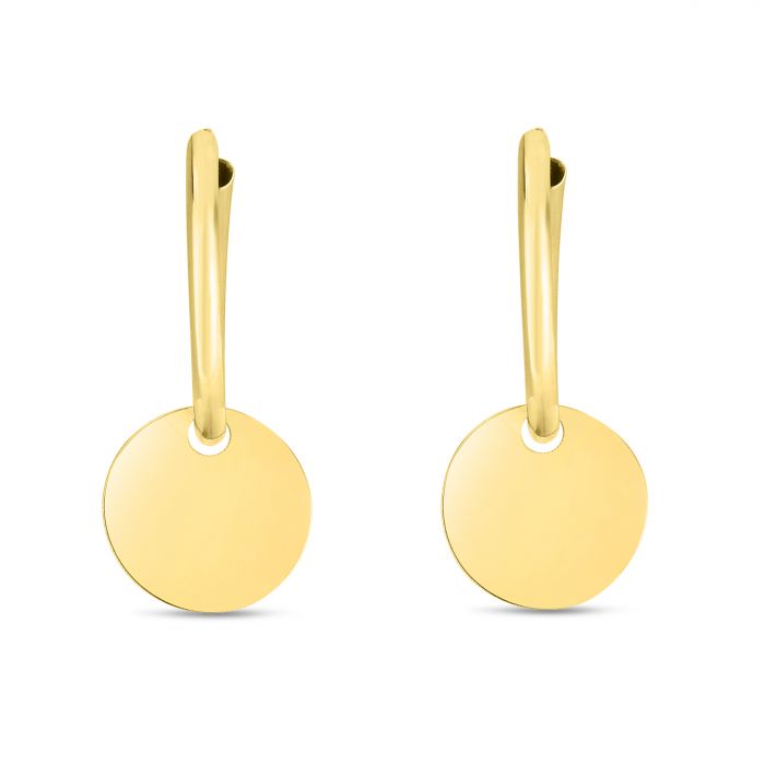14K Dangle Circle Huggie Earring