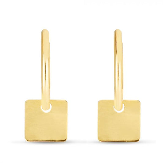 14K Dangle Square Huggie Earring | Luby Gold Collection | Luby 