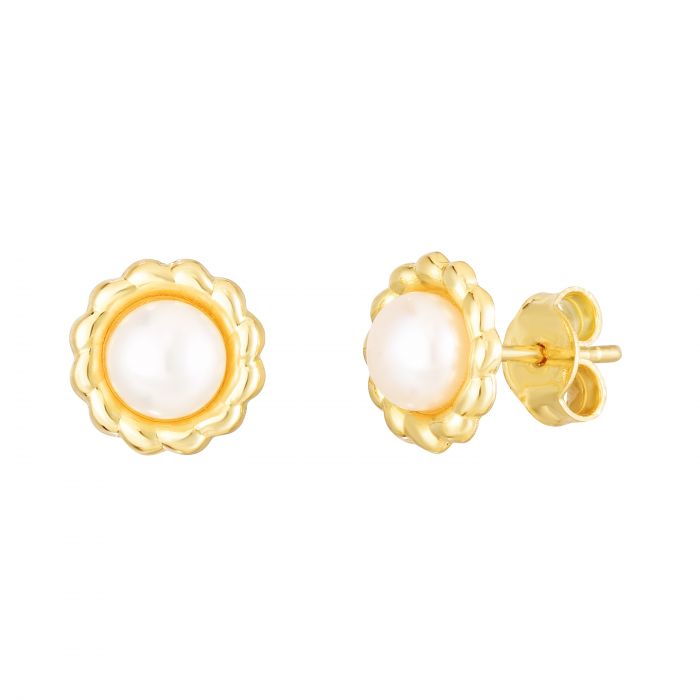 14K Gold Pearl Flower Stud | Luby Gold Collection | Luby 