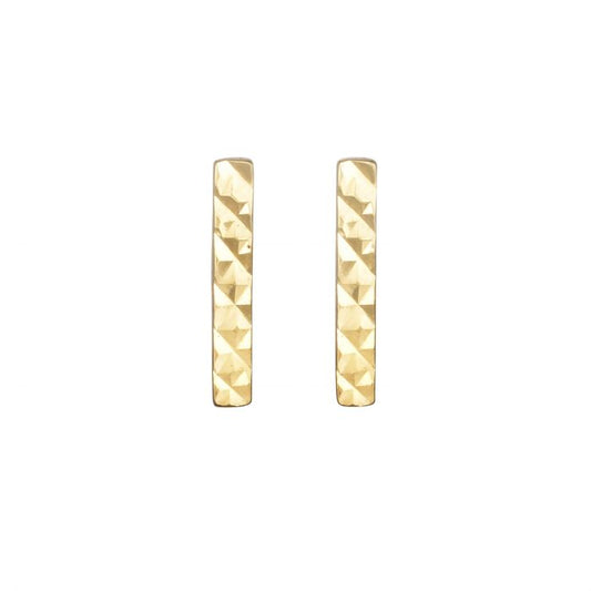 14K Gold Diamond Cut Bar Stud Earring | Luby Gold Collection | Luby 