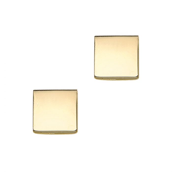 14K Gold Polished Square Stud Earring | Luby Gold Collection | Luby 