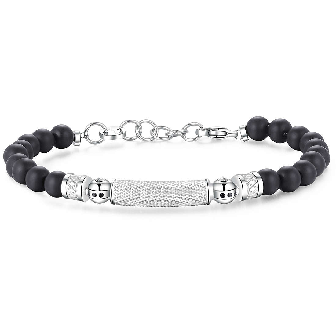Exodus Black Onyx Stones Bracelet (Silver-Black) | Brosway Italia | Luby 