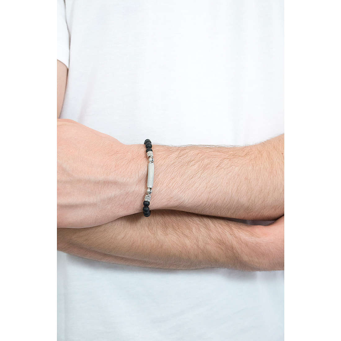 Exodus Black Onyx Stones Bracelet (Silver-Black) | Brosway Italia | Luby 