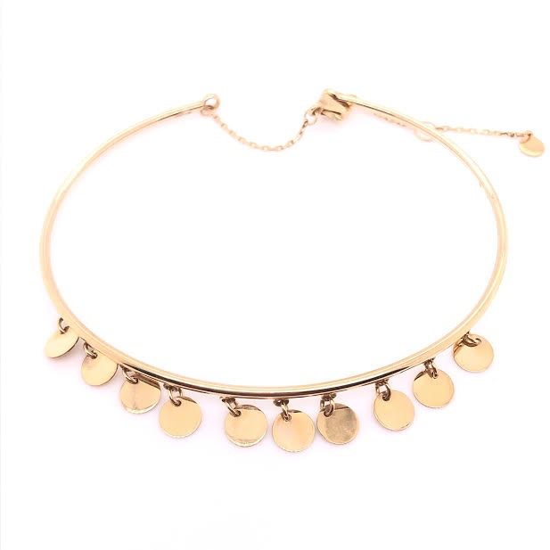 14K Small Circle Dangles Gold Bangle Bracelet | Luby Gold Collection | Luby 