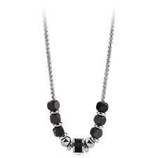 TJ Man Steel Pendant Necklace (Silver-Black) | Brosway Italia | Luby 