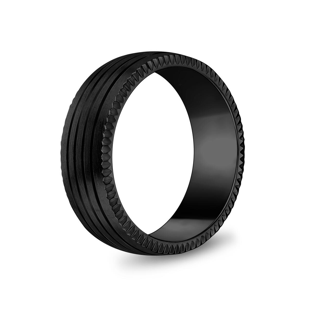 Matte Steel 4-Lined Diamond Cut Ring | ARZ Steel | Luby 