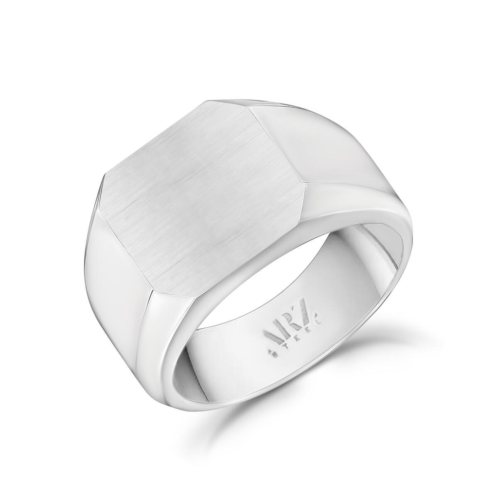 Stainless-Steel Matte Signet Ring | ARZ Steel | Luby 
