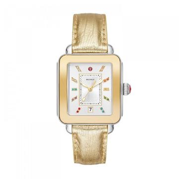 Deco Sport Two-Tone Yellow Gold Lizard Watch | Michele | Luby 