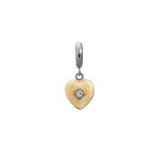 Dije de corazón grande blanco (plata/blanco)