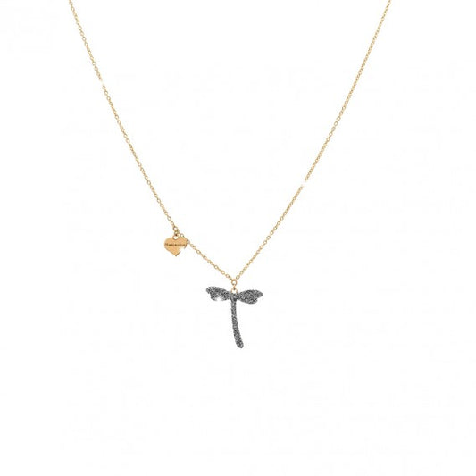 Dragonfly Gold Diamond Dust Necklace | Rebecca | Luby 