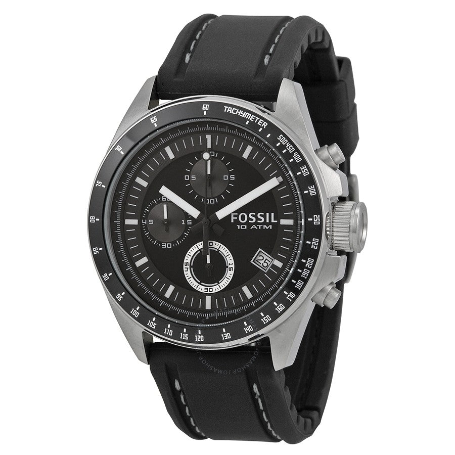 Decker Chronograph Watch (Silver/Black) | Fossil | Luby 