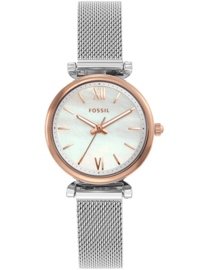 Carlie Mini Watch (Silver/Rose-Gold) | Fossil | Luby 