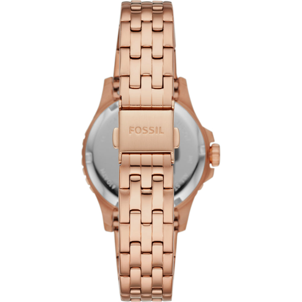 Three-Hand Date Rose Gold-Tone Stainless Steel Watch | Fossil | Luby 