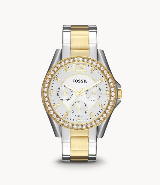 Ladies Riley Multifunction Watch (Silver/Gold) | Fossil | Luby 