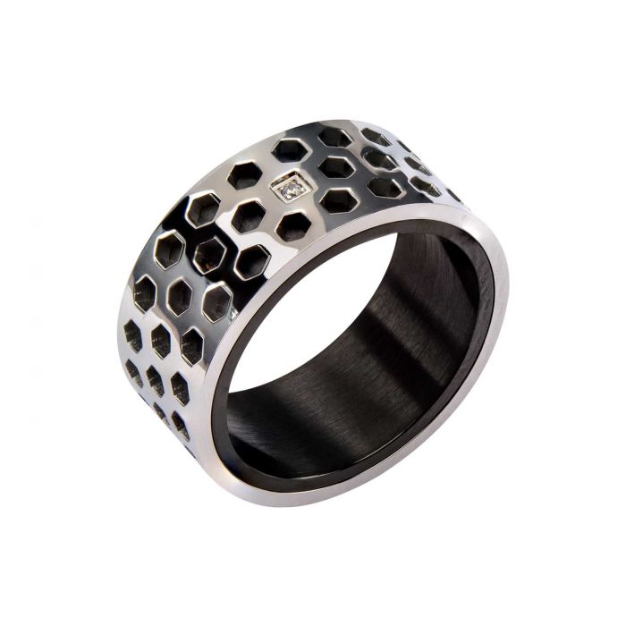 Steel Honey Comb Pattern Ring | Inox | Luby 