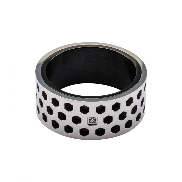 Steel Honey Comb Pattern Ring | Inox | Luby 