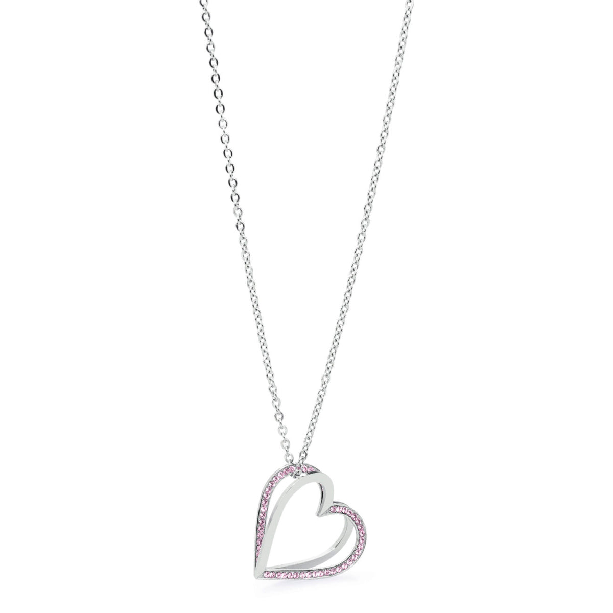 Frame Heart with Crystals Pendant Necklace (Silver) | Brosway Italia | Luby 