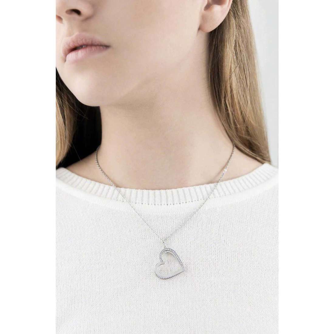 Frame Heart with Crystals Pendant Necklace (Silver) | Brosway Italia | Luby 