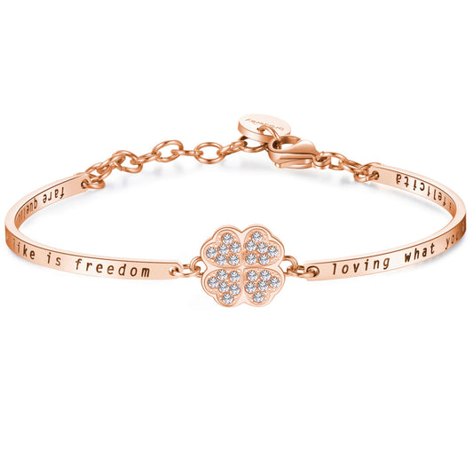 Chakra Four-Leaf Clover Pendant Bracelet (Rose-Gold) | Brosway Italia | Luby 