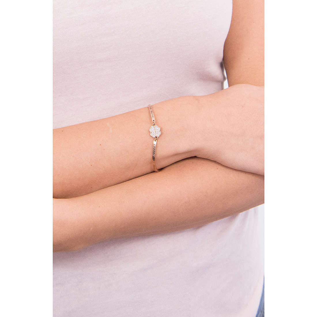 Chakra Four-Leaf Clover Pendant Bracelet (Rose-Gold) | Brosway Italia | Luby 