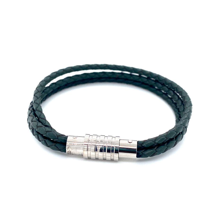 Pulsera de cuero trenzado triple