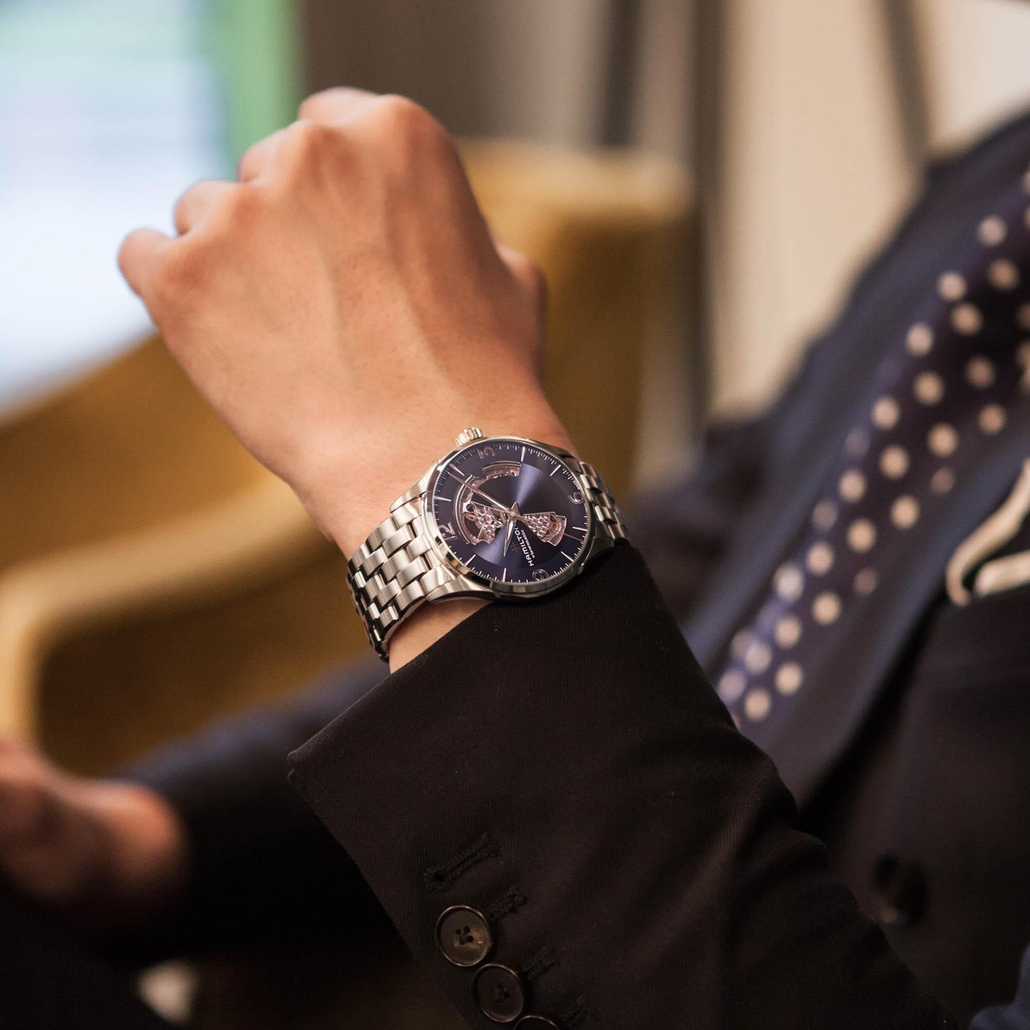 Jazzmaster Open Heart Master (Silver/Blue) | Hamilton | Luby 