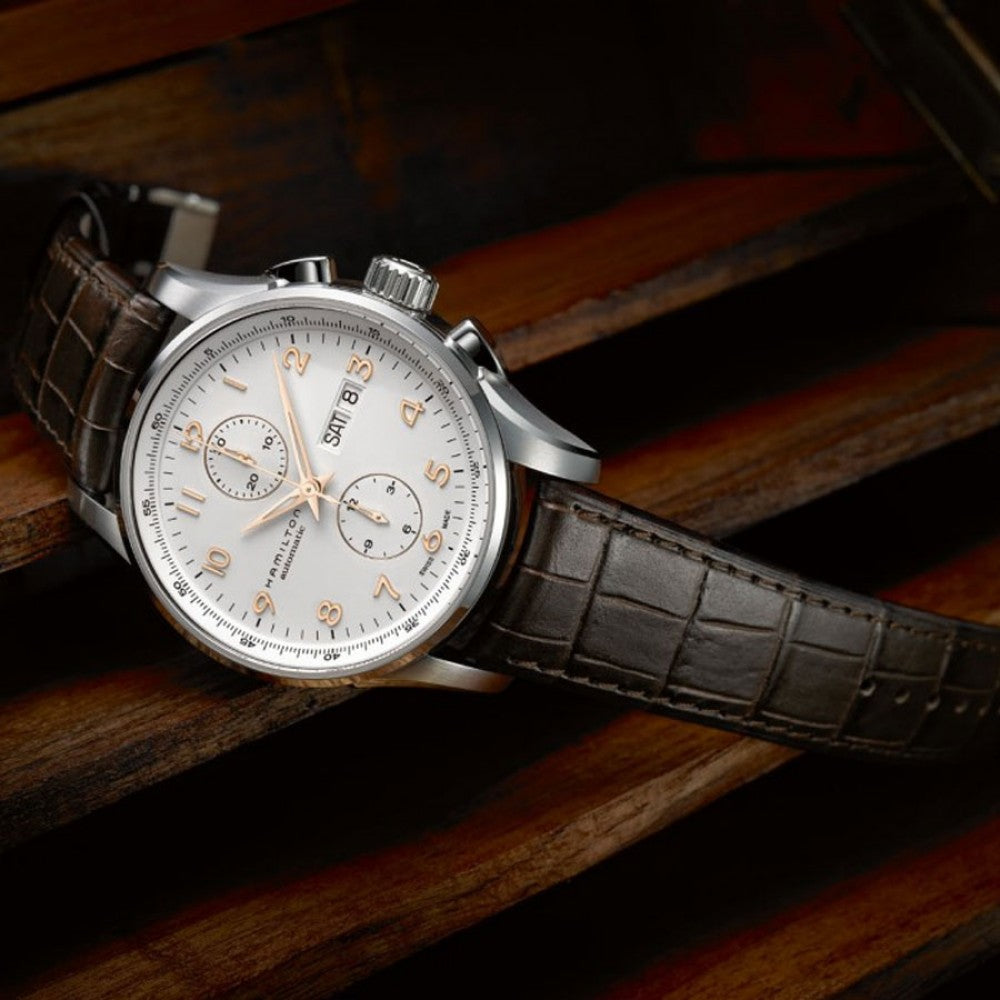 Jazzmaster Maestro Automatic Chronograph (White/Brown) | Hamilton | Luby 