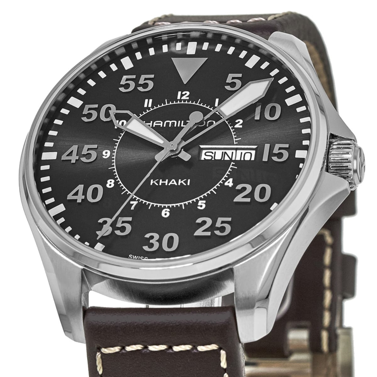 Khaki Aviation Pilot Day Date Quartz (Black/Brown) | Hamilton | Luby 