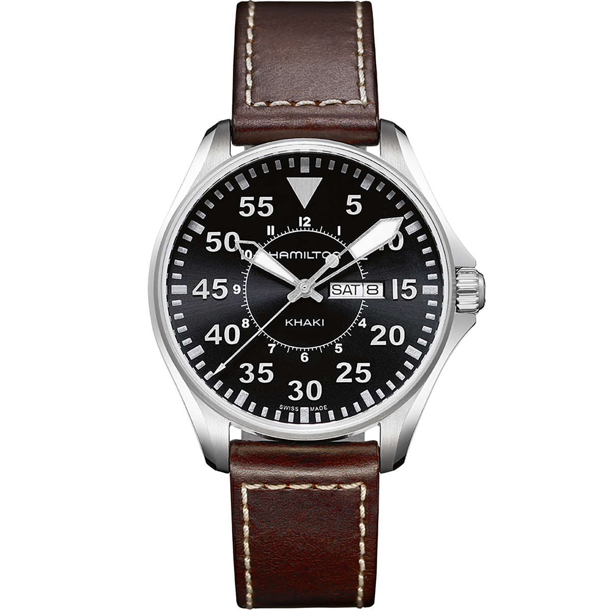 Khaki Aviation Pilot Day Date Quartz (Black/Brown) | Hamilton | Luby 