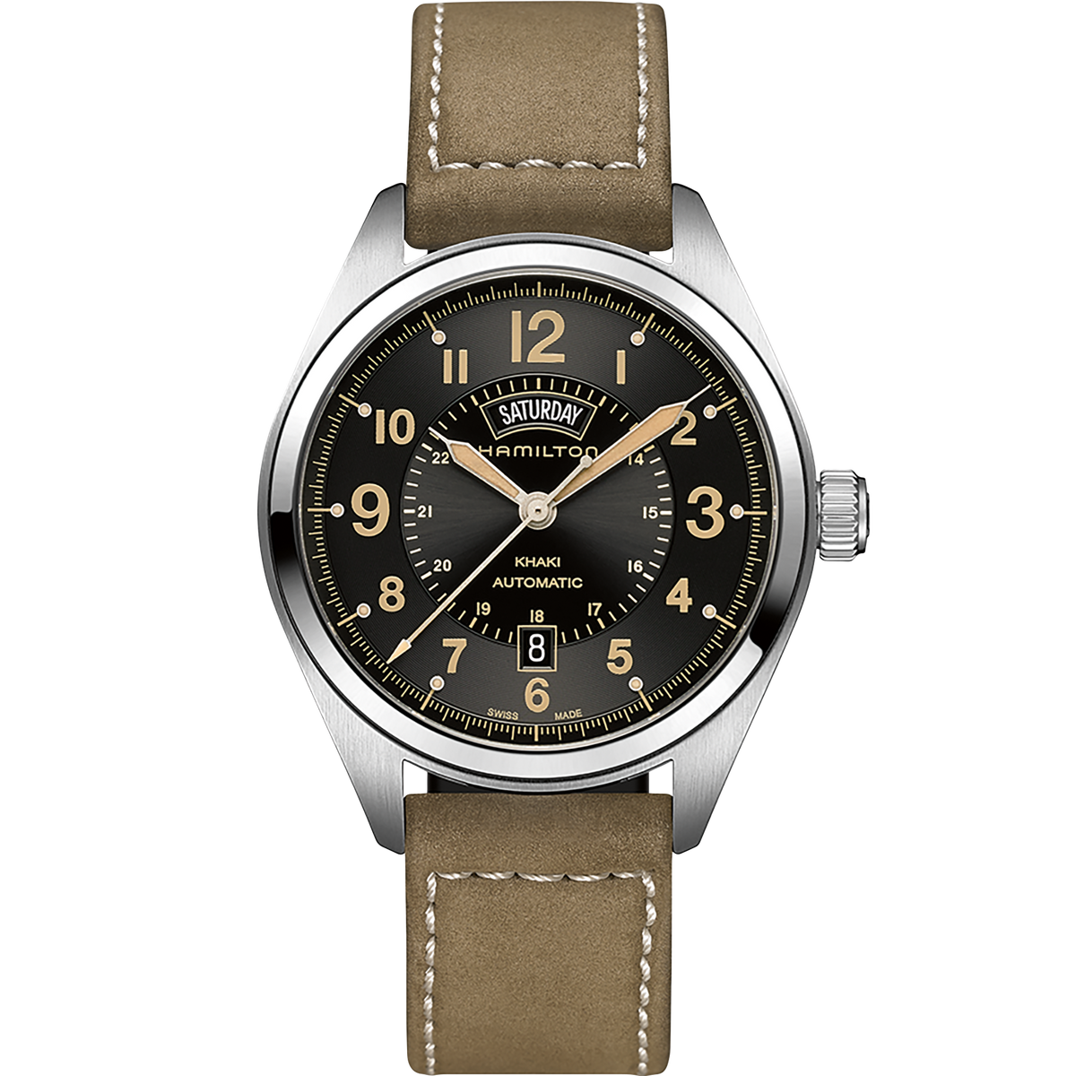 Khaki Automatic Field Day Date (Black-Brown) | Hamilton | Luby 