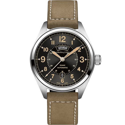 Khaki Automatic Field Day Date (Black-Brown) | Hamilton | Luby 