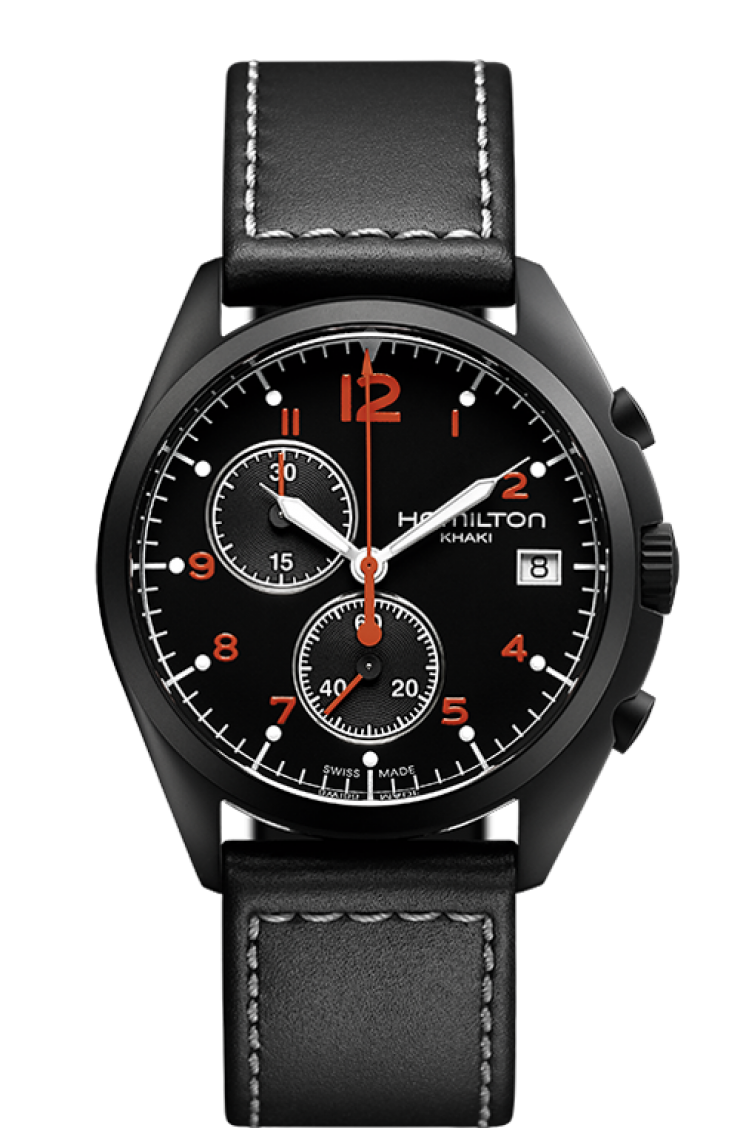 Khaki Chronograph Quartz Pilot Pioneer (Black/Orange) | Hamilton | Luby 