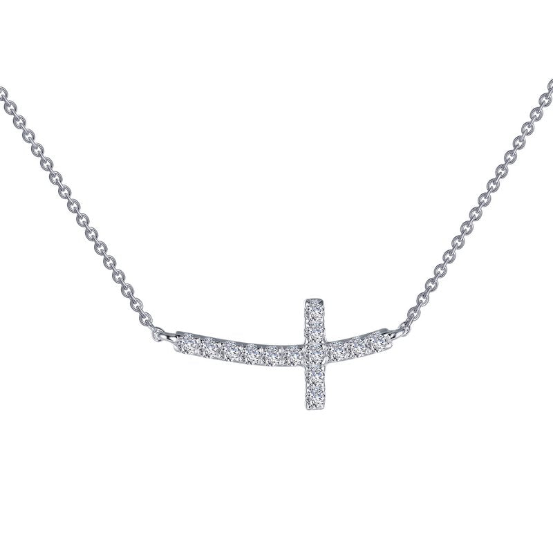 Sideways Curved Cross Necklace | LAFONN | Luby 