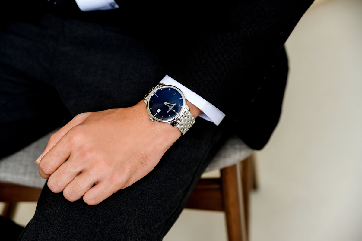 Slimline Automatic Midsize Date (Silver-Black) | Frederique Constant | Luby 