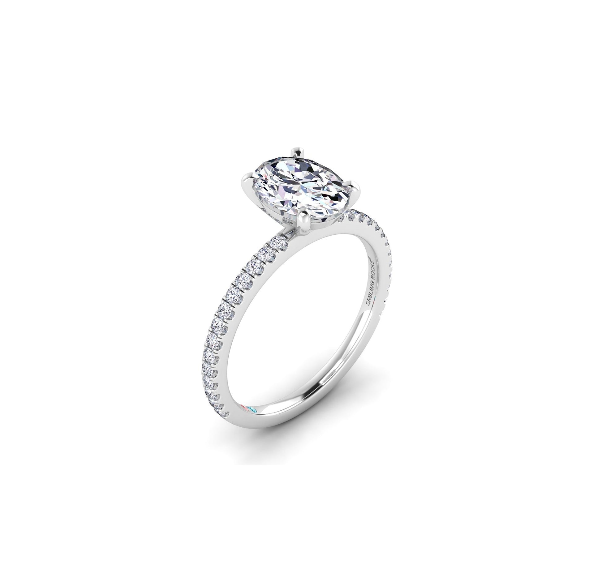 14K Lab Grown Diamond Pave Petite Engagement Ring | Smiling Rocks | Luby 