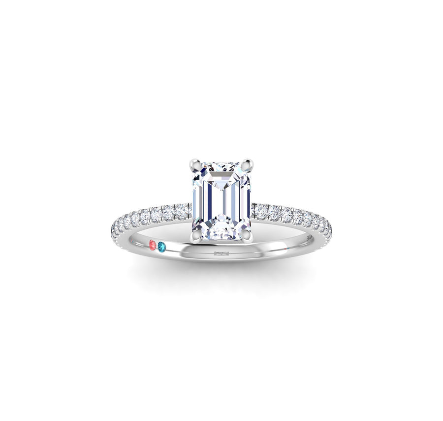 Anillo de bodas de 14 quilates con corte de diamante esmeralda