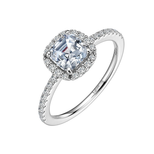 Asscher-Cut Halo Engagement Ring | LAFONN | Luby 