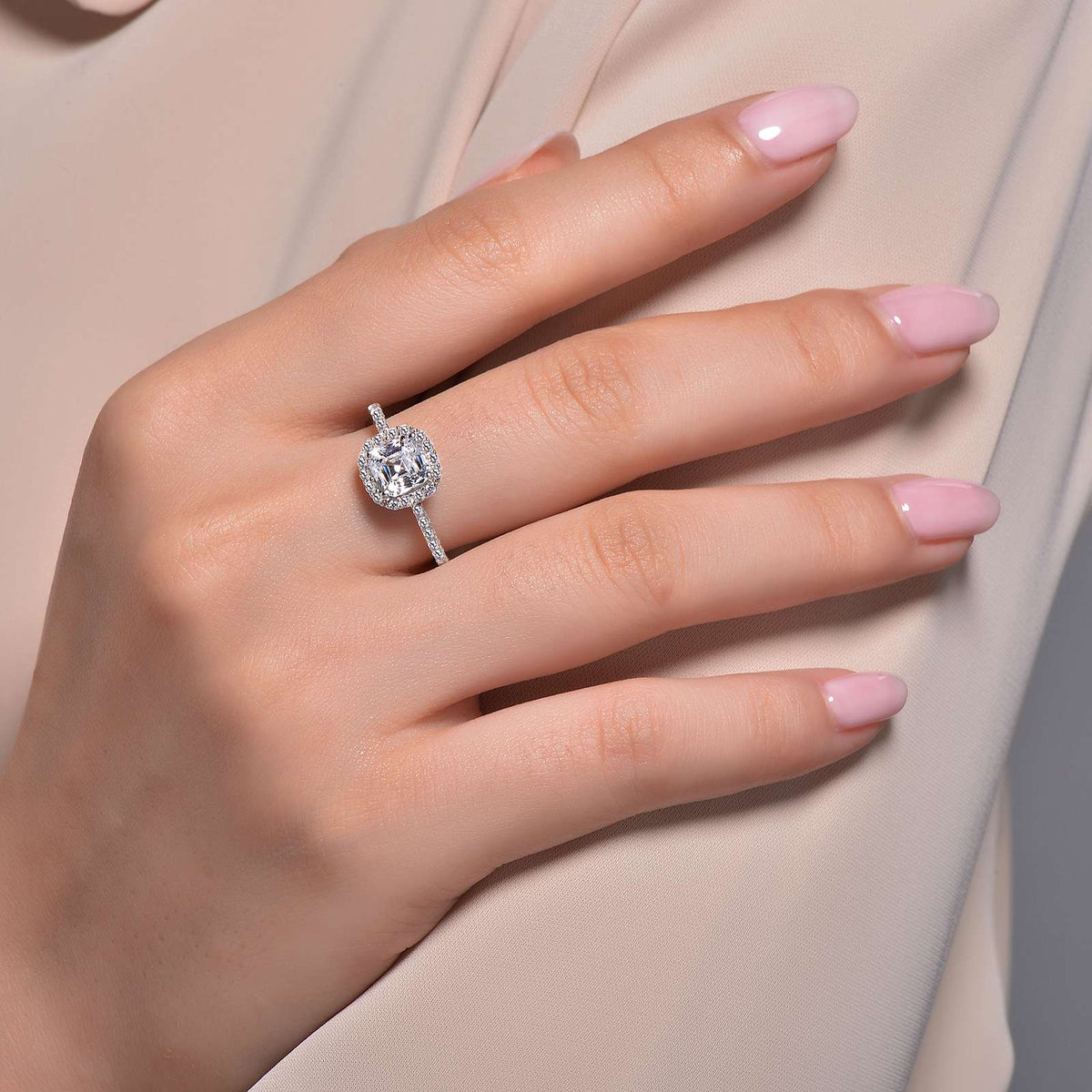 Asscher-Cut Halo Engagement Ring | LAFONN | Luby 