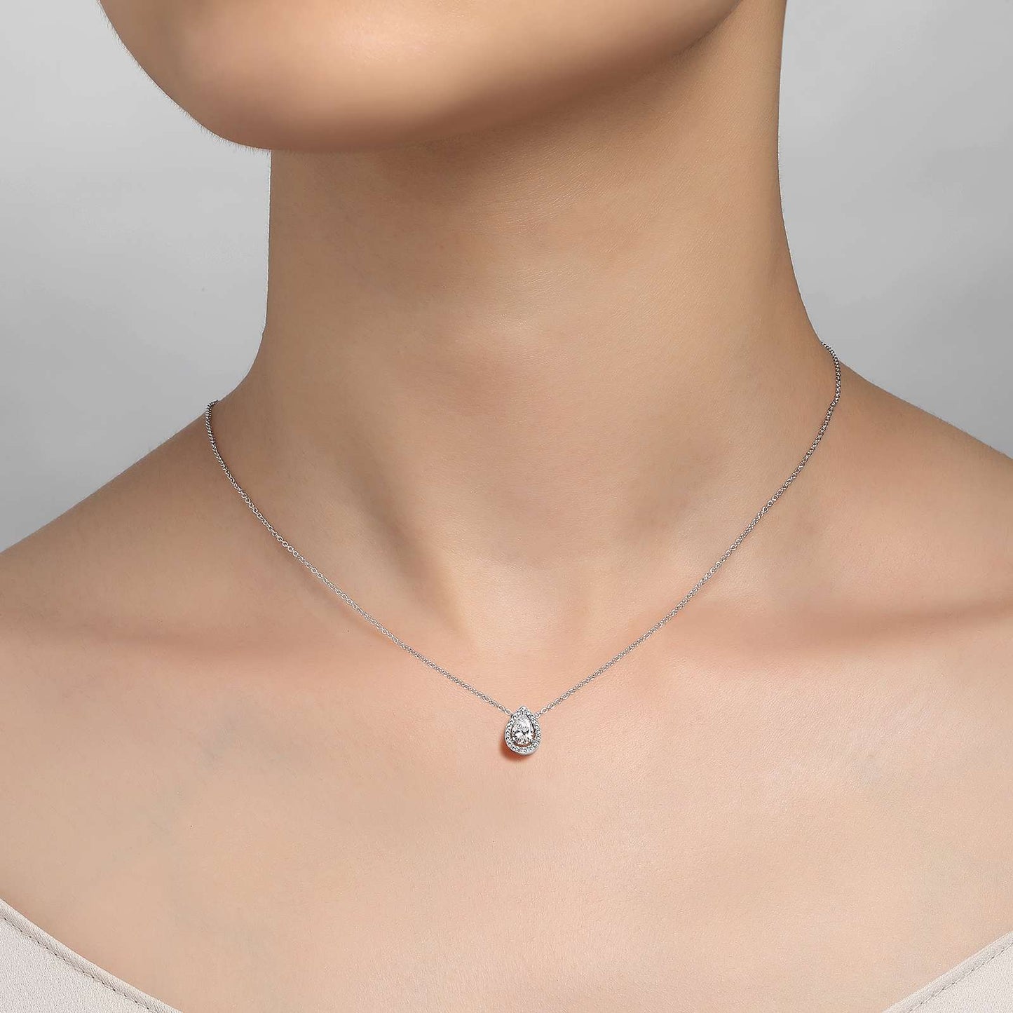 Pearl-Shaped Halo Necklace | LAFONN | Luby 