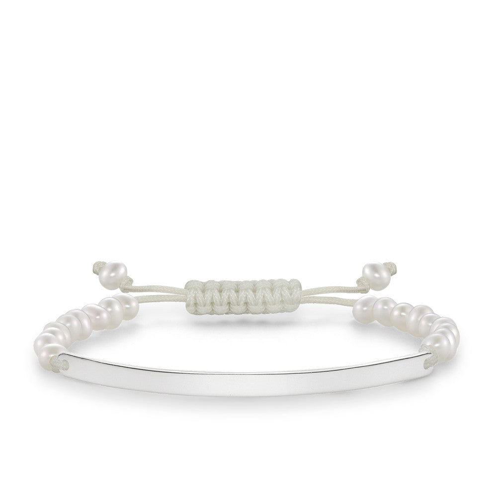 Glam Love Bridge Freshwater Pearls Nylon Bracelet (Silver/White) | Thomas Sabo | Luby 