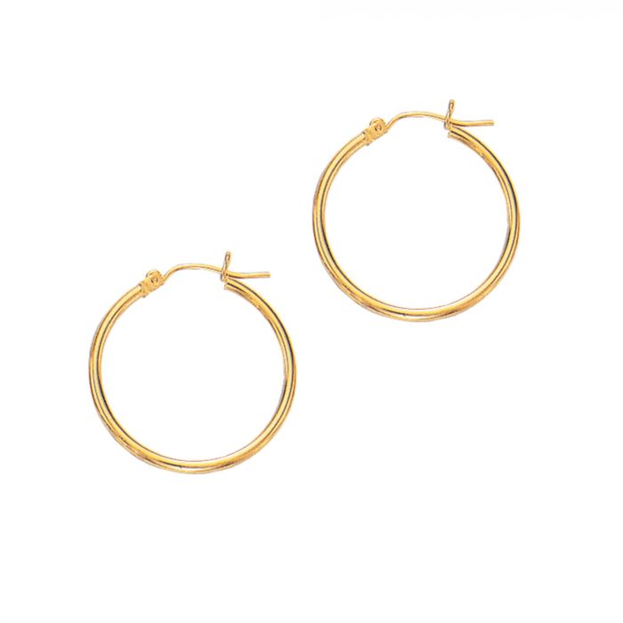 14K Gold 2mm Hoop Earring | Luby Gold Collection | Luby 