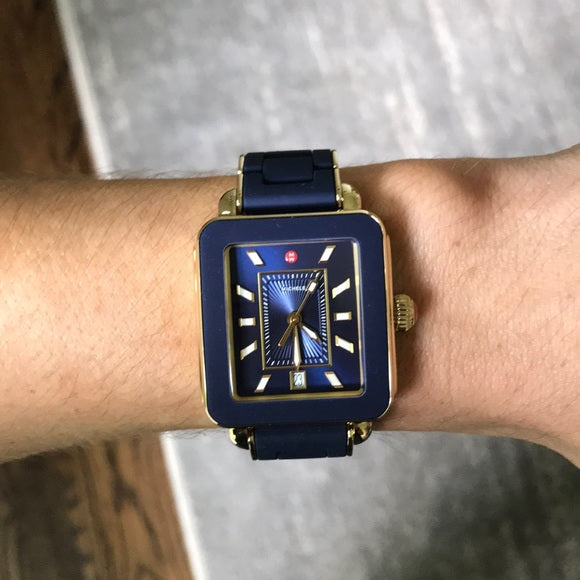 Deco Sport Deep Blue Wrapped Silicone Watch | Michele | Luby 