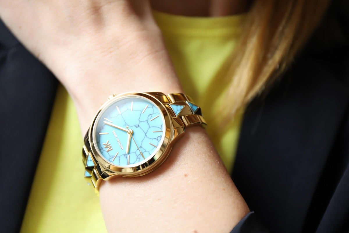 Runway Mercer Watch (Gold/Turquoise) | Michael Kors | Luby 