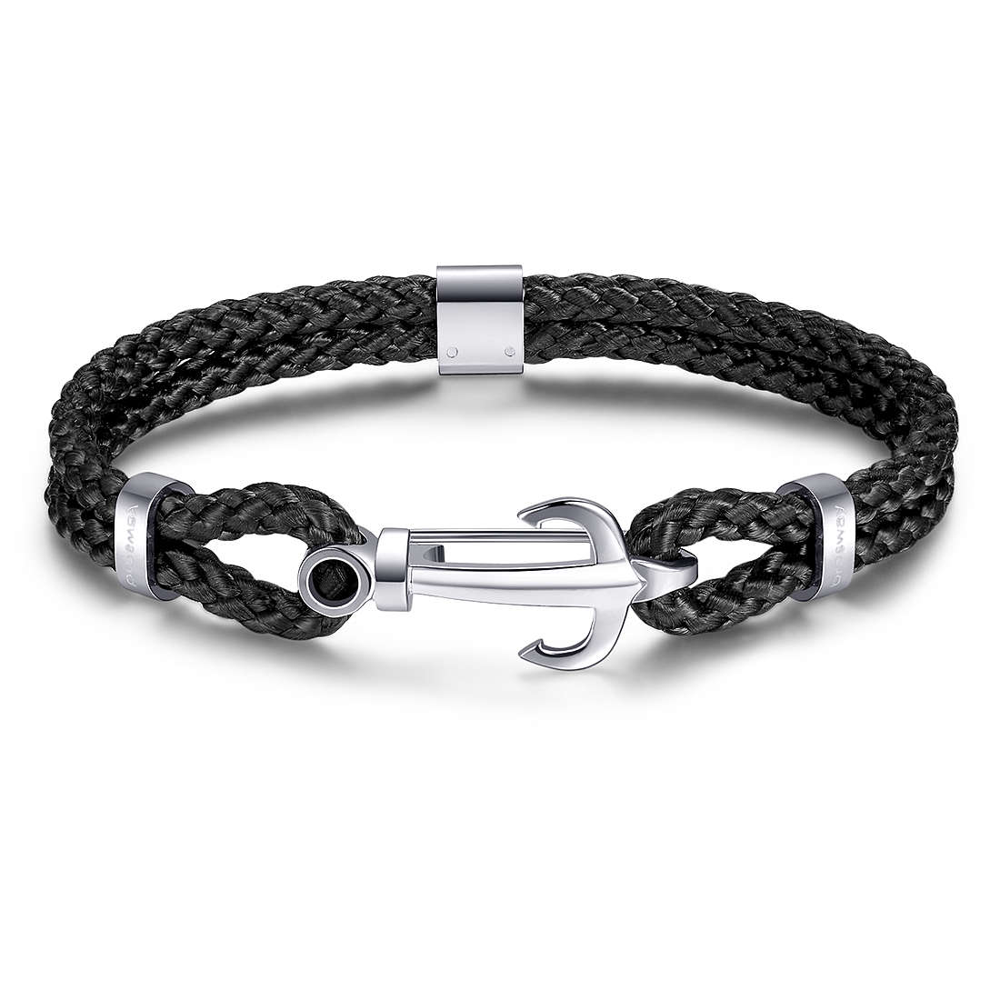 Marine Steel Anchor Cord Bracelet (Black/Silver) | Brosway Italia | Luby 