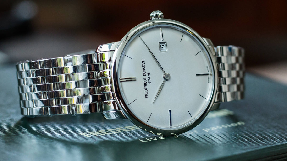 Slimline Automatic Midsize Date (Silver-White) | Frederique Constant | Luby 