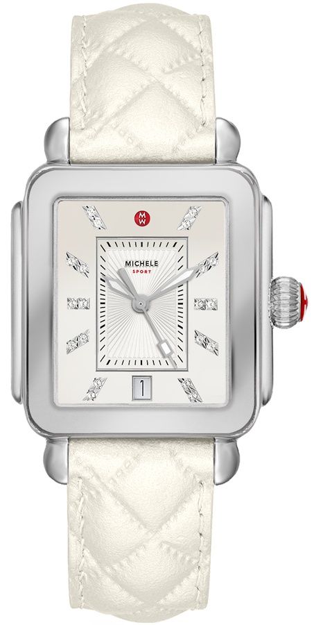Deco Sport Stainless Topaz Dial Quilted Leather Watch | Michele | Luby 
