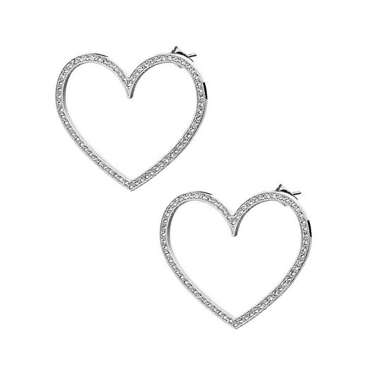 Minuetto Heart Crystal Steel Pendant Earrings (Silver) | Brosway Italia | Luby 