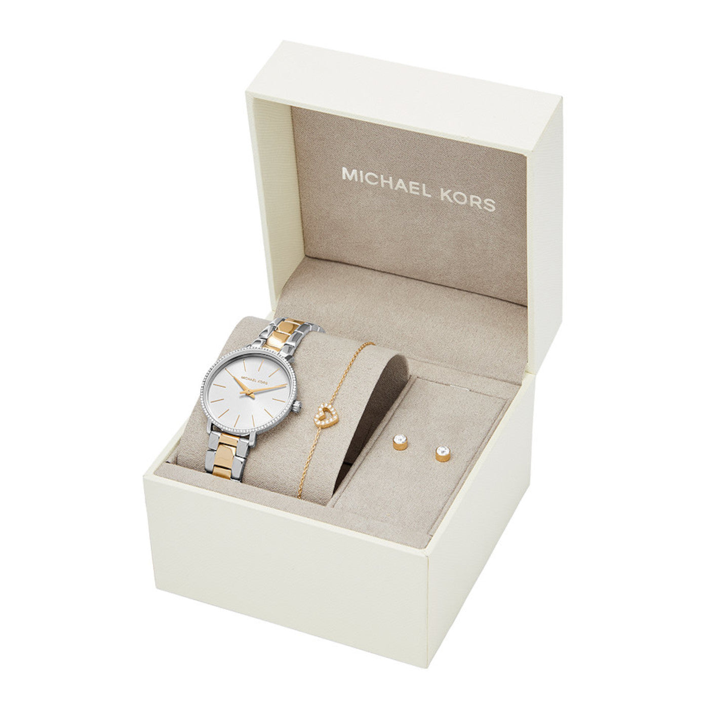 Ladies' Pyper Watch and Bracelet Set (Gold/Silver) | Michael Kors | Luby 